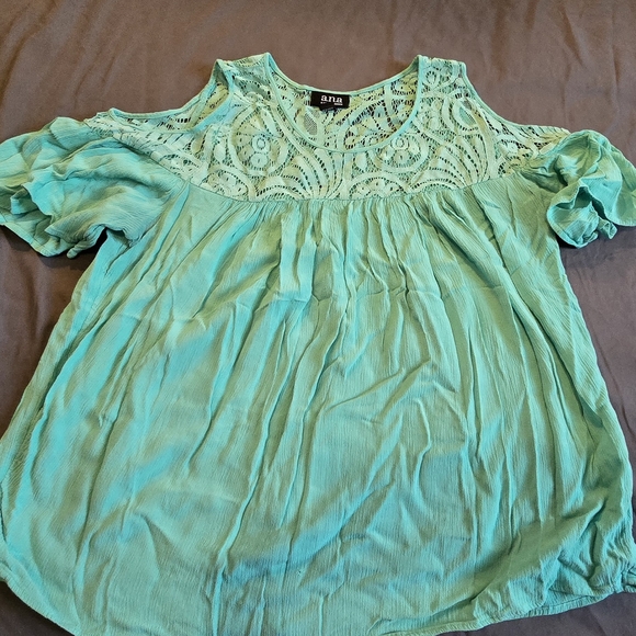 a.n.a Tops - a.n.a Turquoise Lace Blouse